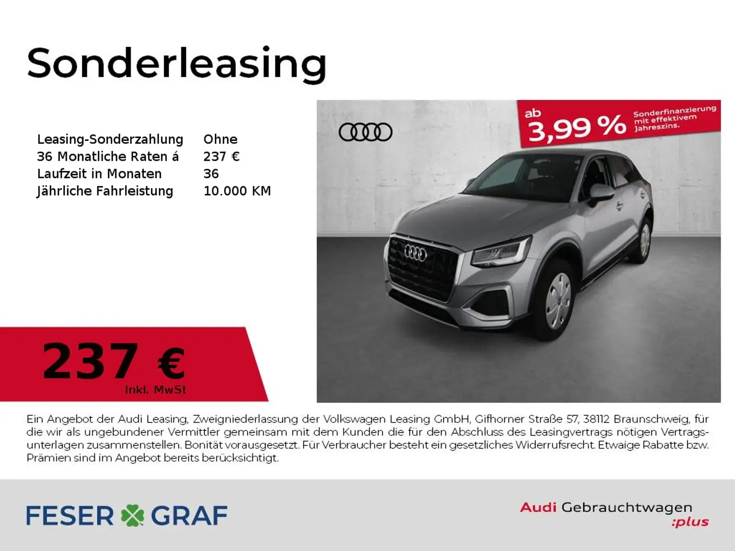 Audi Q2 35 TFSI advanced S tronic AHK Navi LED Silber - 1