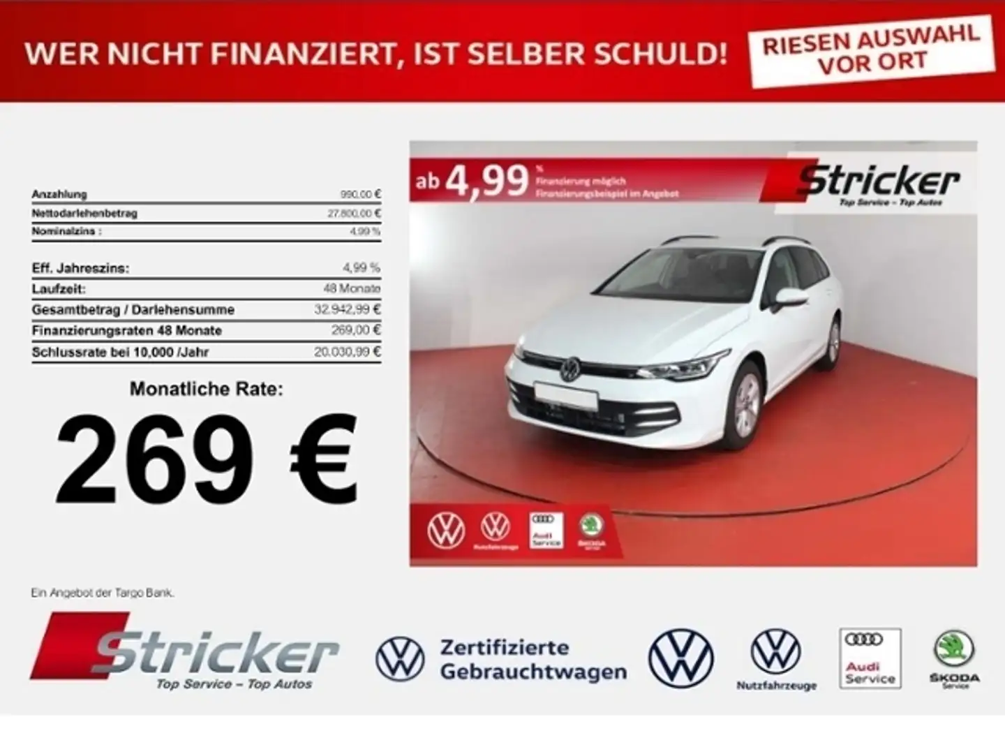 Volkswagen Golf Variant Life 1.5 TSI 269,- mtl. GJR SHZ Privacy LED CarPl Blanc - 1
