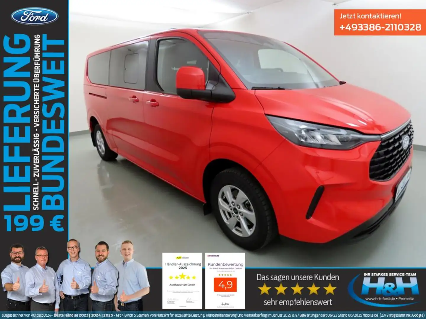 Ford Tourneo Custom 2.0 Aut L2 TechnoPak+AHK+Kamera Rot - 1