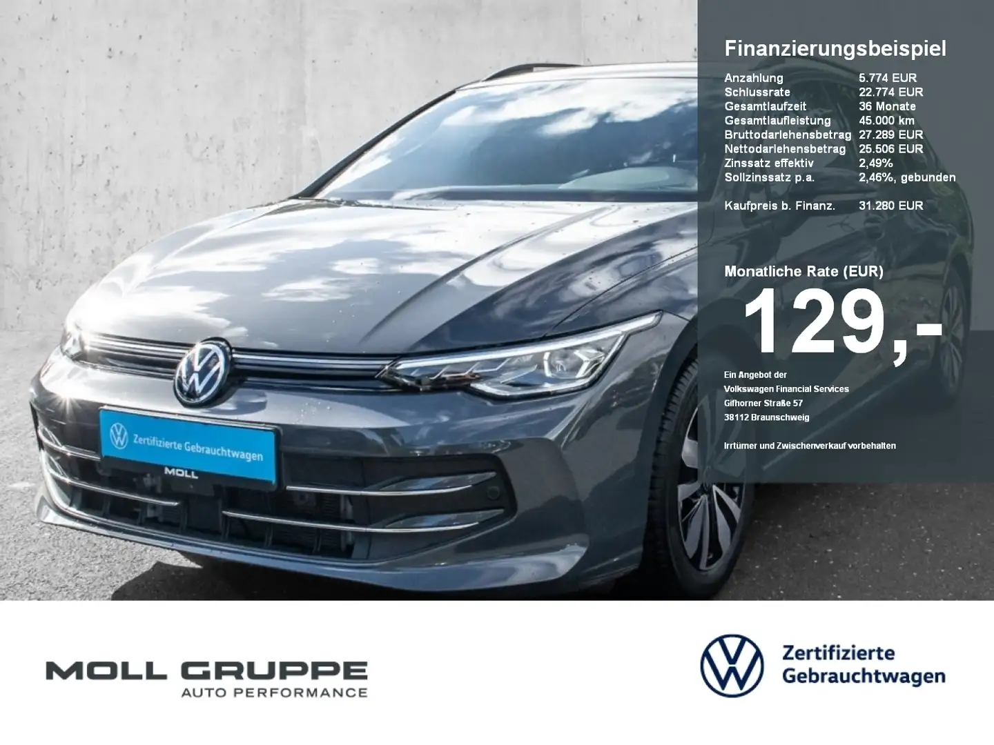 Volkswagen Golf Variant 2.0 TDI DSG Life GOAL 360 ACC AHK Grau - 1