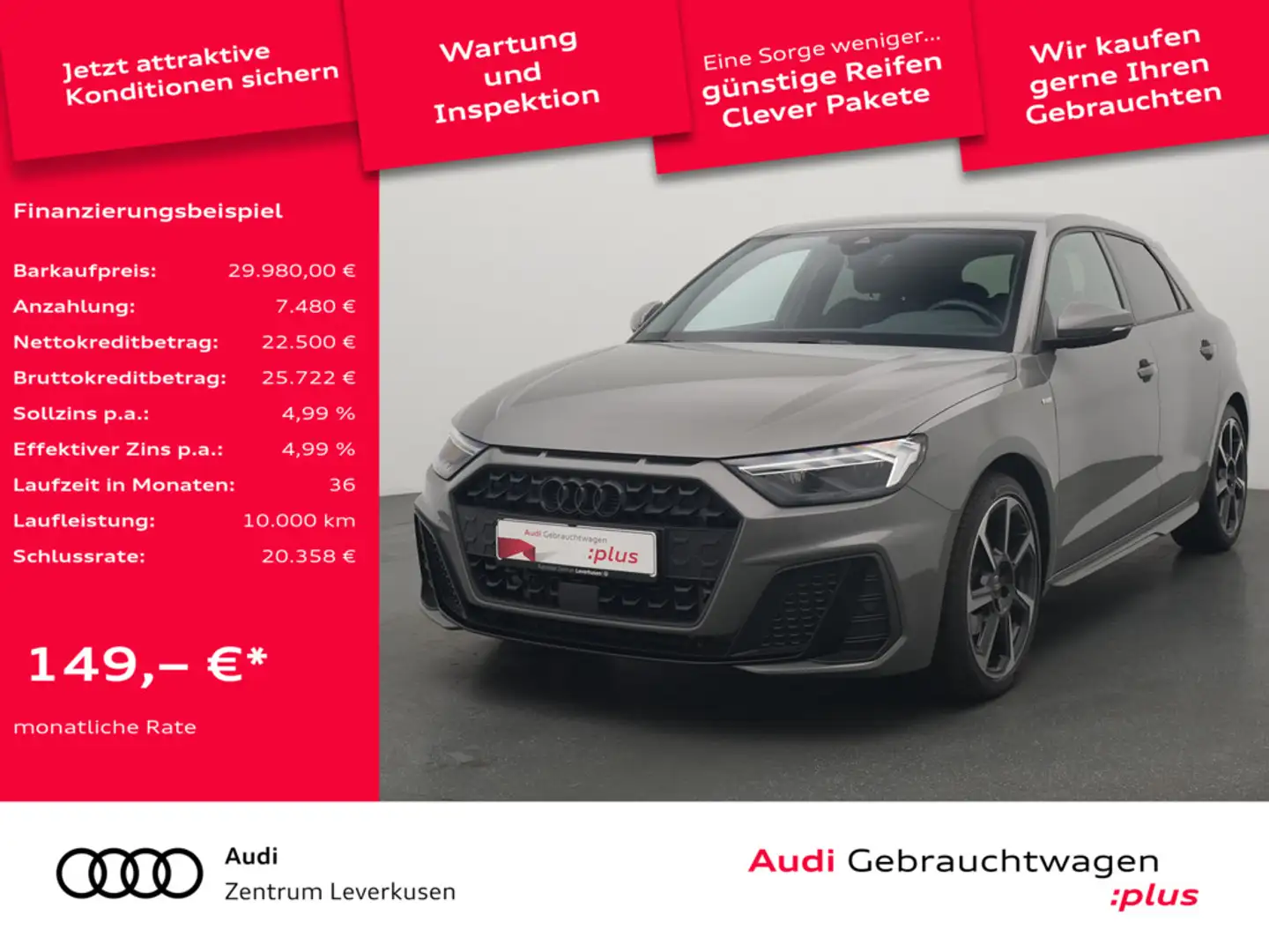 Audi A1 Sportback 35 S line VIRT AHK NAVI KAM SHZ Grau - 1