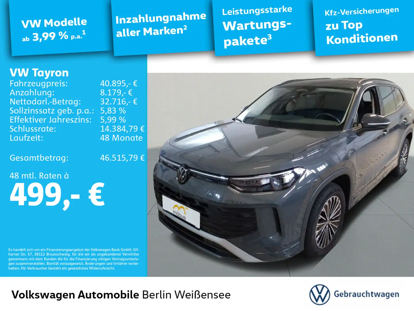 Volkswagen Tayron 1.5 eTSI Life*DSG*APP*AHK*RFK*ACC*LED* Grau - 1