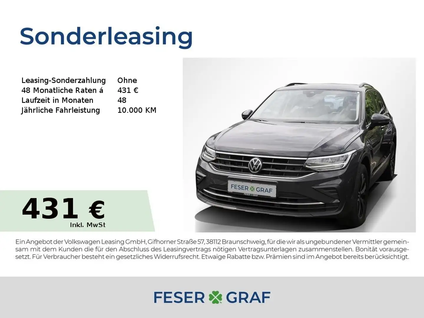 Volkswagen Tiguan Life 4M 2.0 TDI DSG Navi AreaView LED SiHz Grau - 1