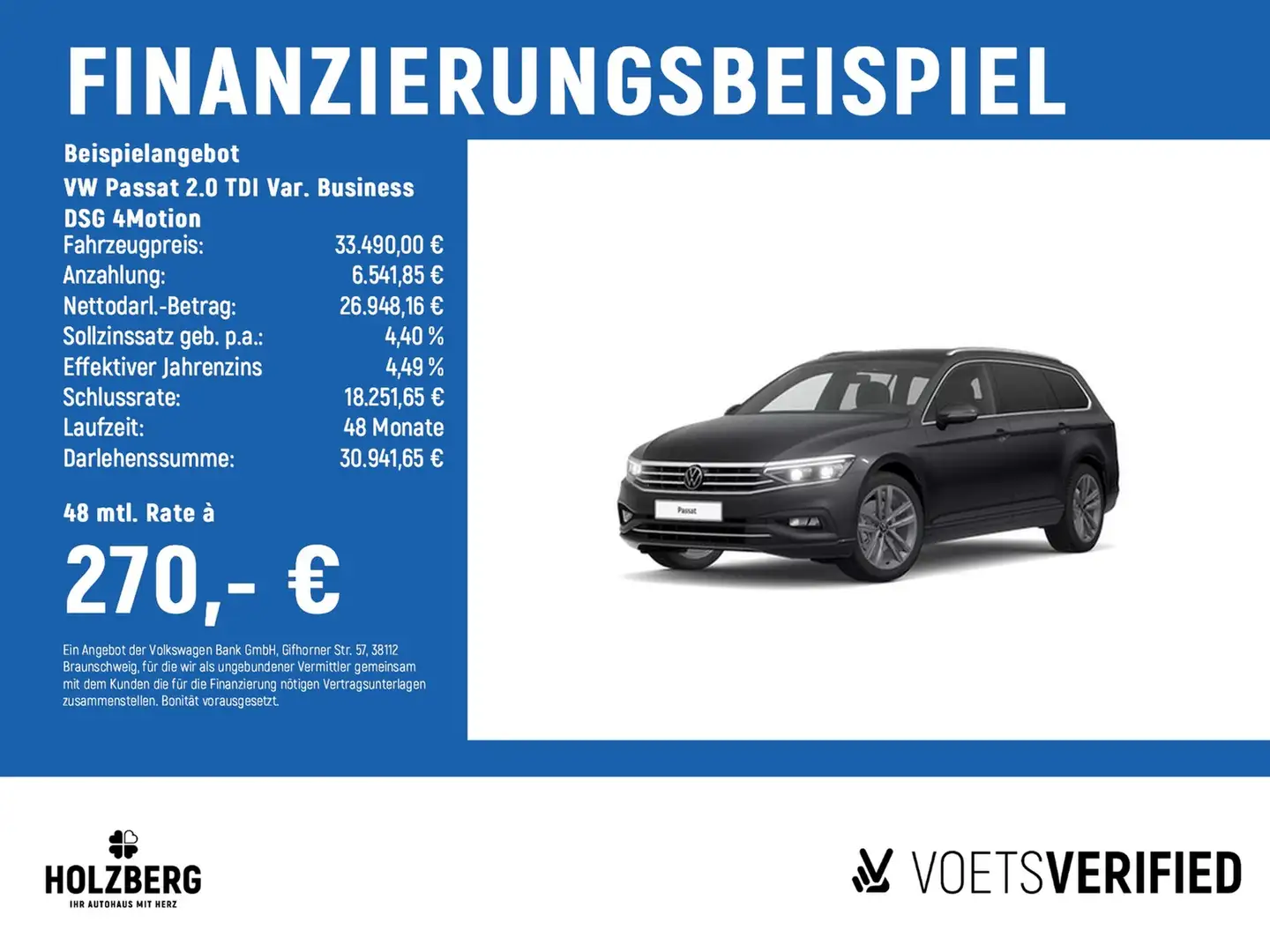 Volkswagen Passat 2.0 TDI Var. Business DSG 4Motion IQLight+PANO+... Grau - 2