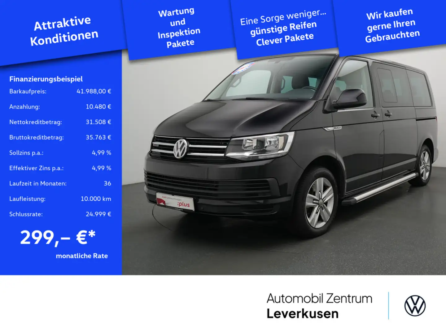 Volkswagen T6 Multivan 4Motion DSG NAVI LEDER SHZ CARPLAY Schwarz - 1