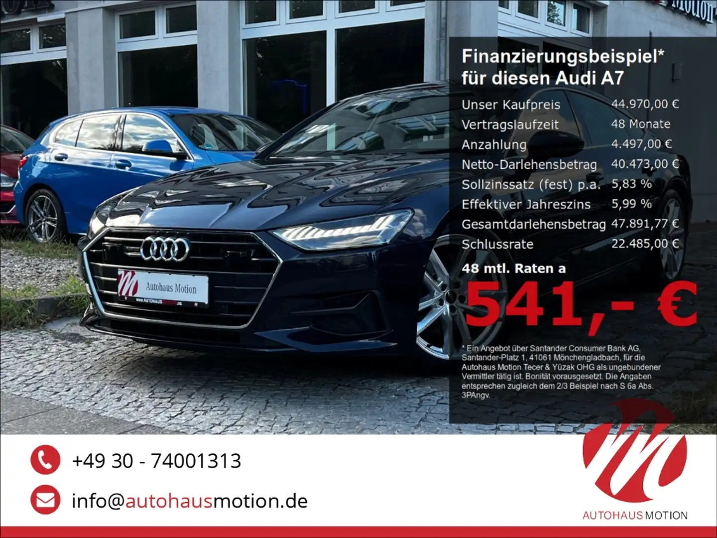 Audi A7 Sportback 50 TDI quattro 3x S-Line Matrix HUD PANO Bleu - 1