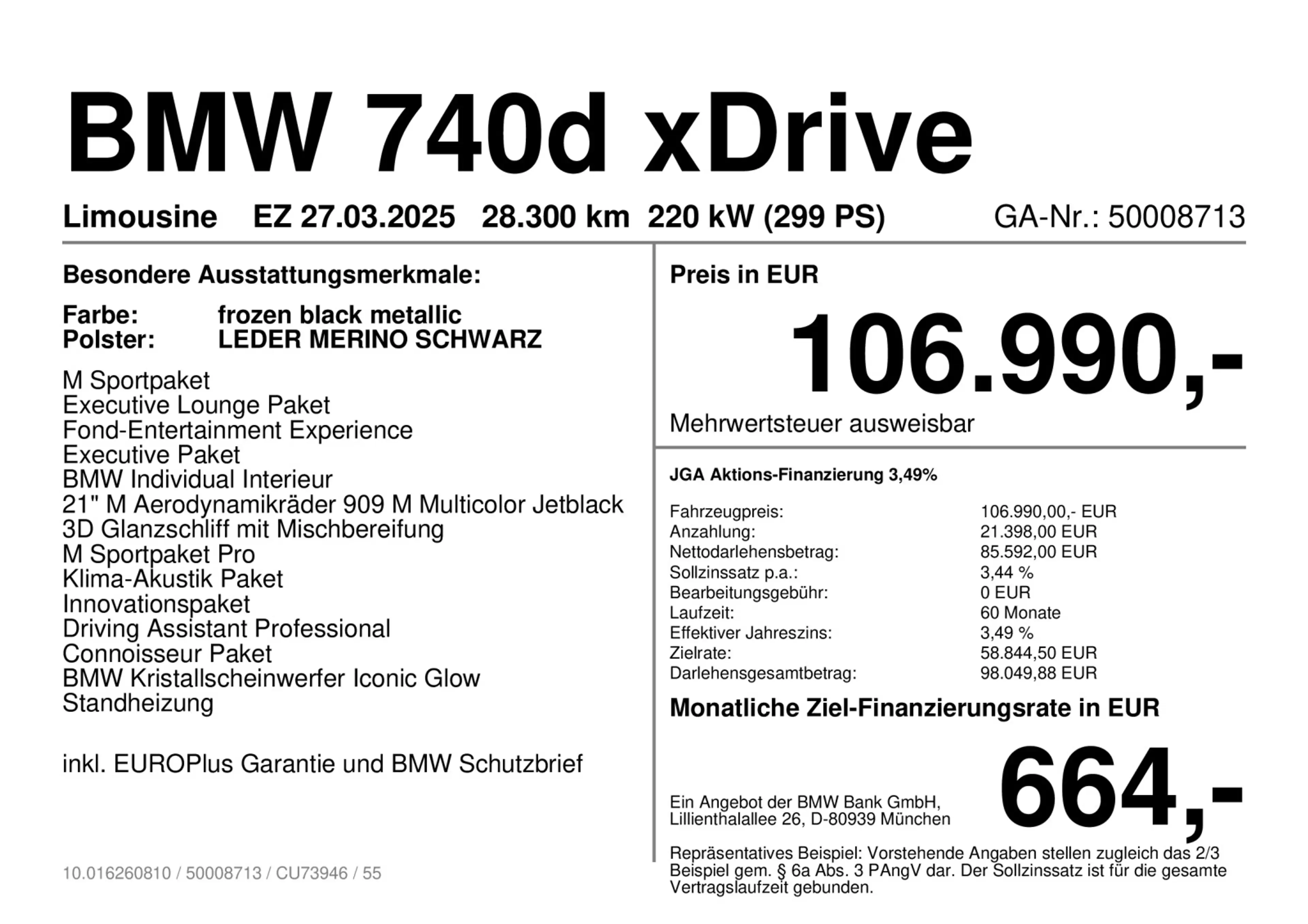 BMW 740 d xDrive Navi Leder Tempom.aktiv Panoramadach Blue — photo 2