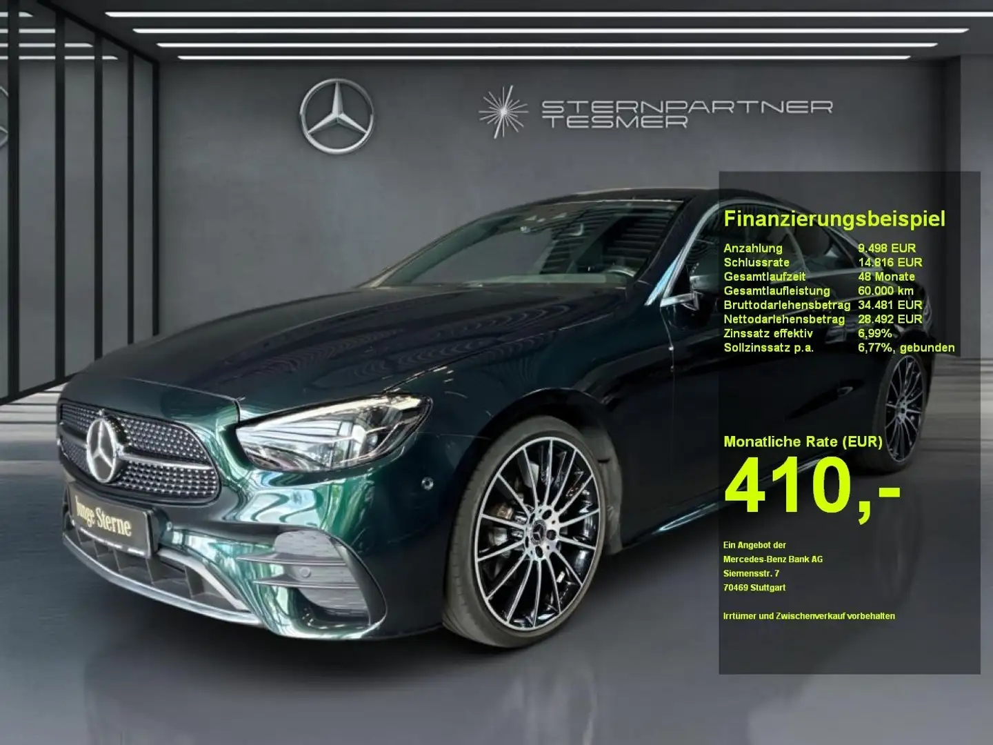 Mercedes-Benz E 220 d AMG+KAMERA+WIDE+CARPLAY+360°+AMBIENTE Vert - 1
