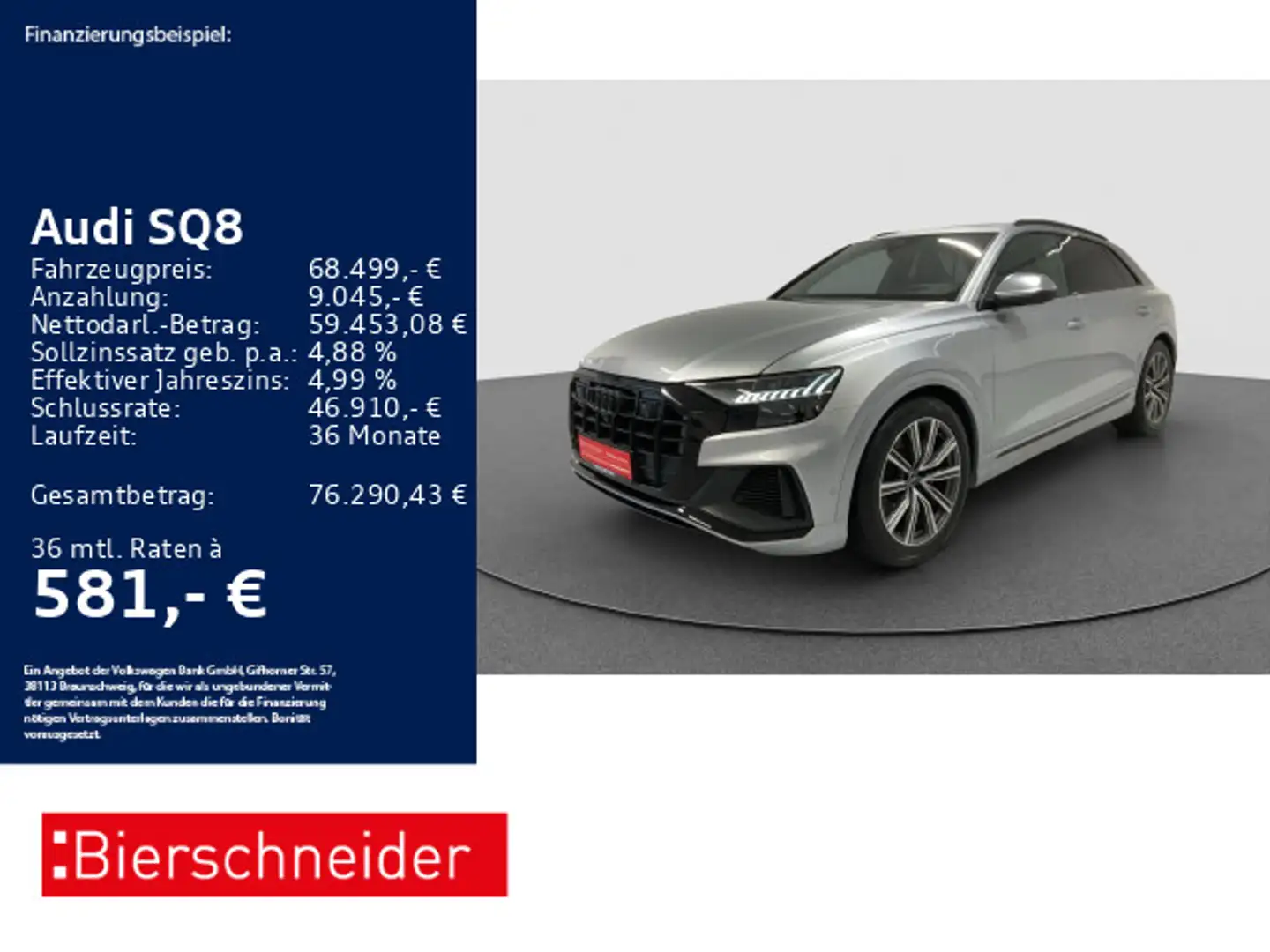 Audi SQ8 AHK MATRIX PANO STHZ B&O Silber - 1