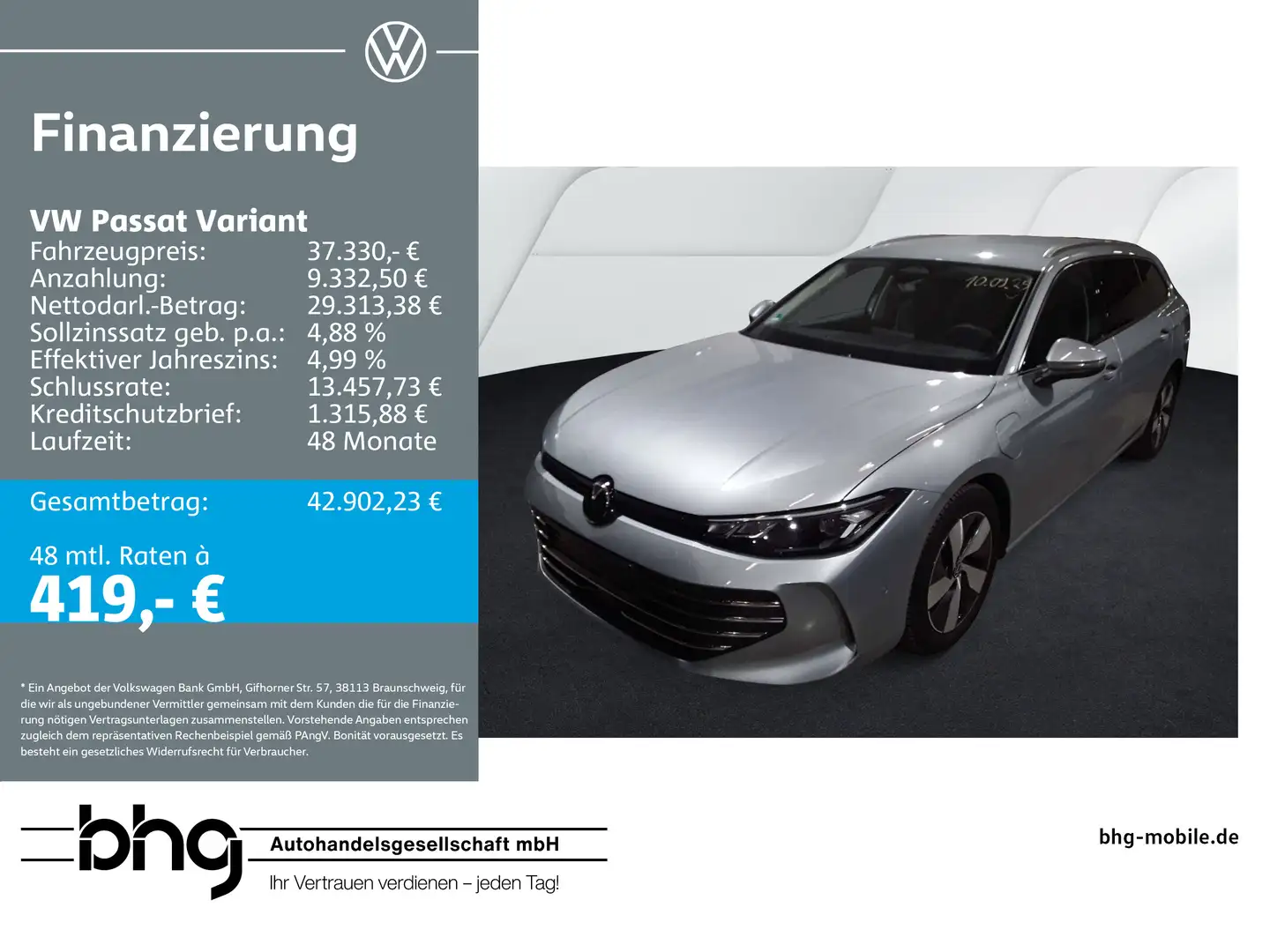 Volkswagen Passat Variant 1.5 e-Hybrid OPF DSG Business Silber - 1
