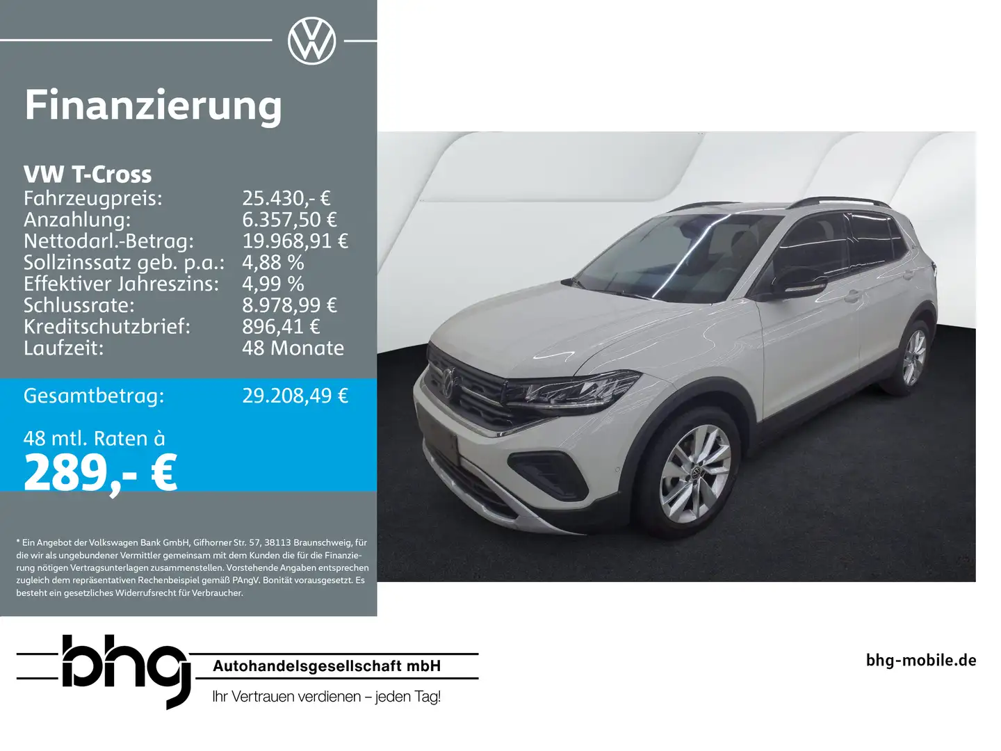 Volkswagen T-Cross 1.0 TSI OPF DSG GOAL plusPaket AHK ACC-T Grau - 1