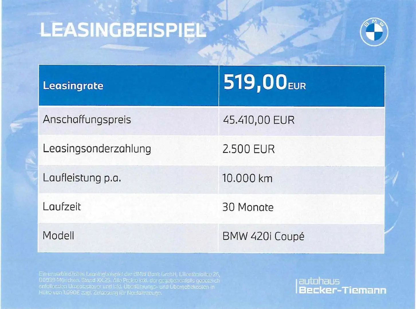 BMW 420 i Coupé M Sport Leasing 519€ mtl. | 19 Zoll | Park Grau - 1