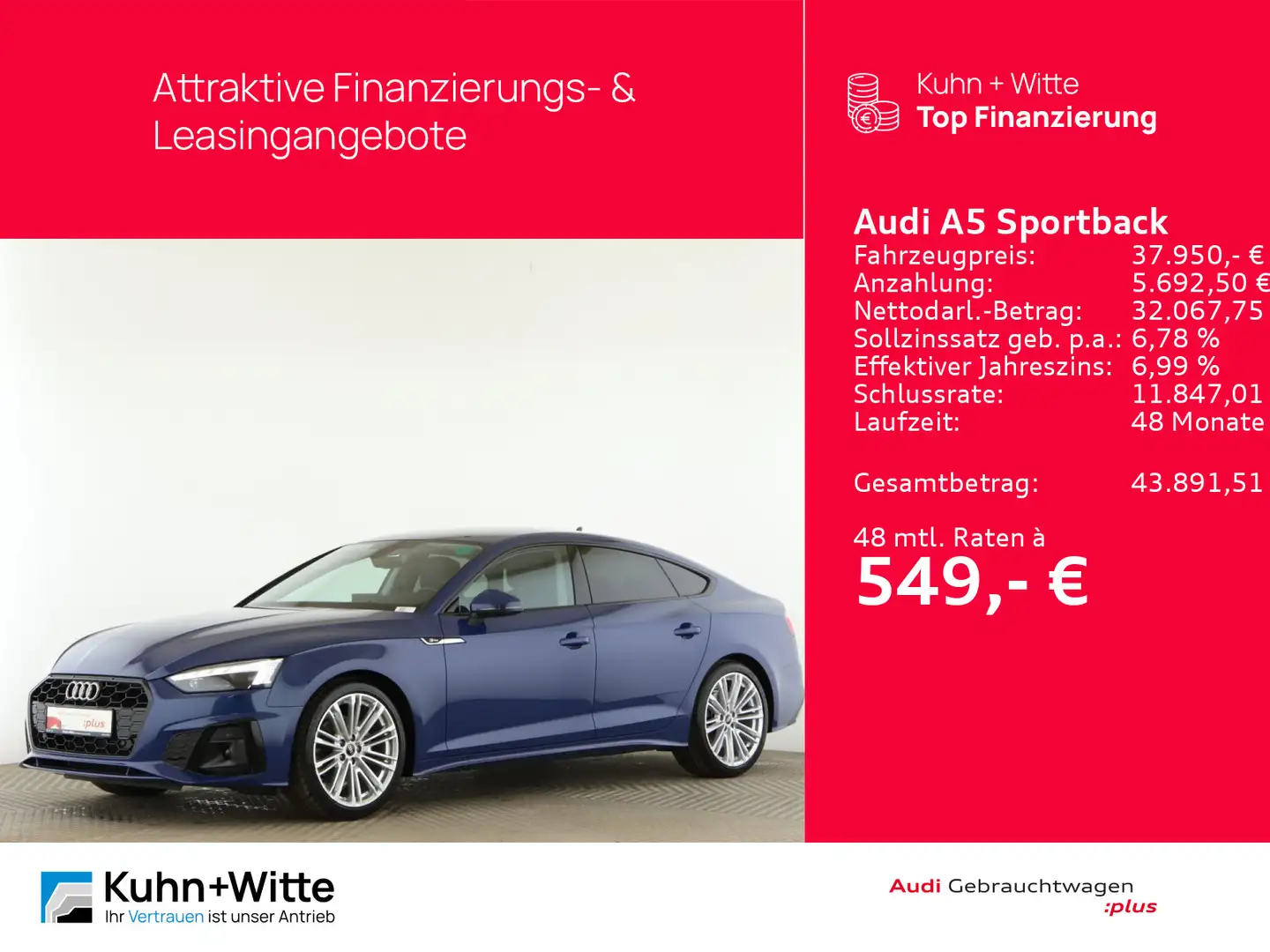Audi A5 35 TDI S line *AHK*Matrix*PDC*MMI-P Blau - 1