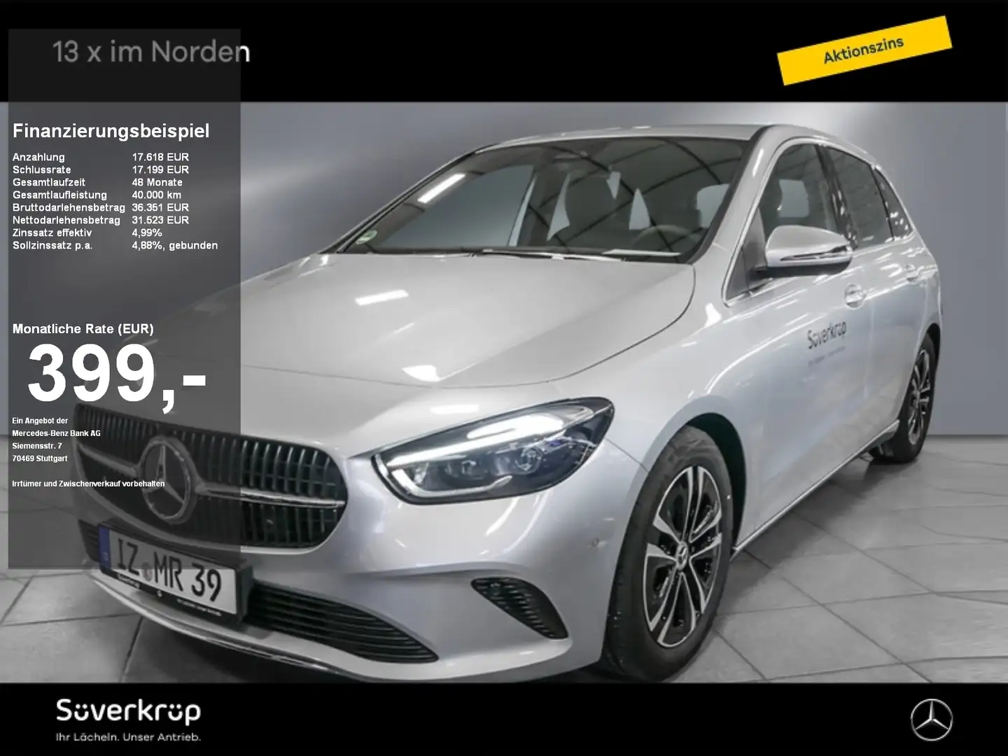 Mercedes-Benz B 200 PROGRESSIVE SPUR AHK DISTR KAMERA PDC SHZ Silber - 1
