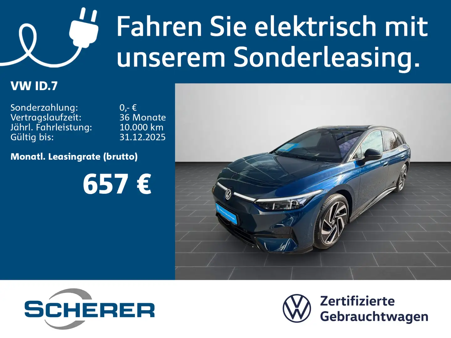 Volkswagen ID.7 Tourer Pro 77 kWh, Wärmep., Navi, Sitzh., I Bleu - 1