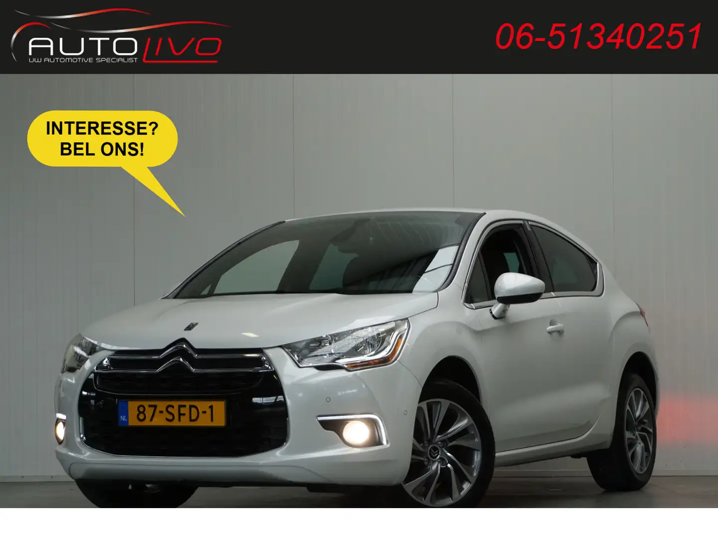 Citroen DS4 1.6 THP So Chic AUTOMAAT! H. LEER MASSAGE NAVI CLI Weiß - 1