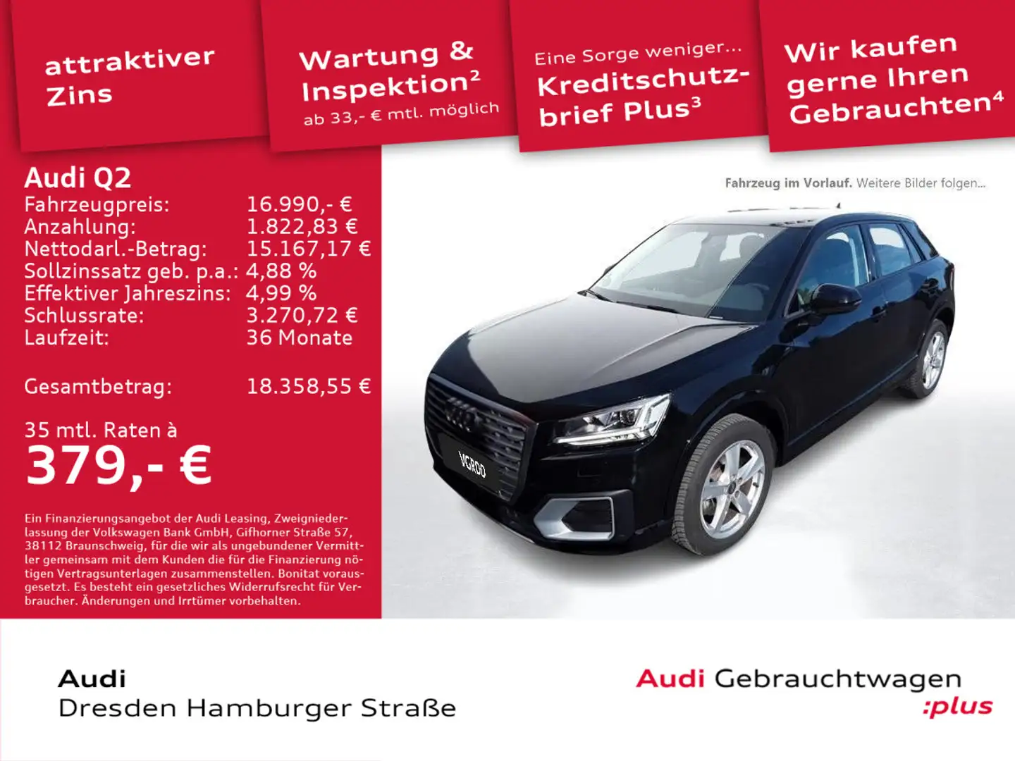 Audi Q2 30 TFSI Sport LED Navi AHZV Schwarz - 1
