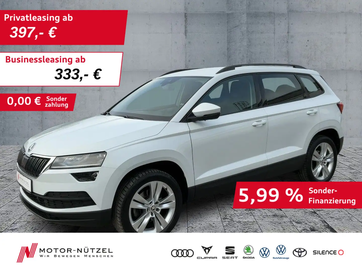 Skoda Karoq 2.0 TDI DSG 4x4 STYLE LED+ACC+STDHZG+AHK Weiß - 1