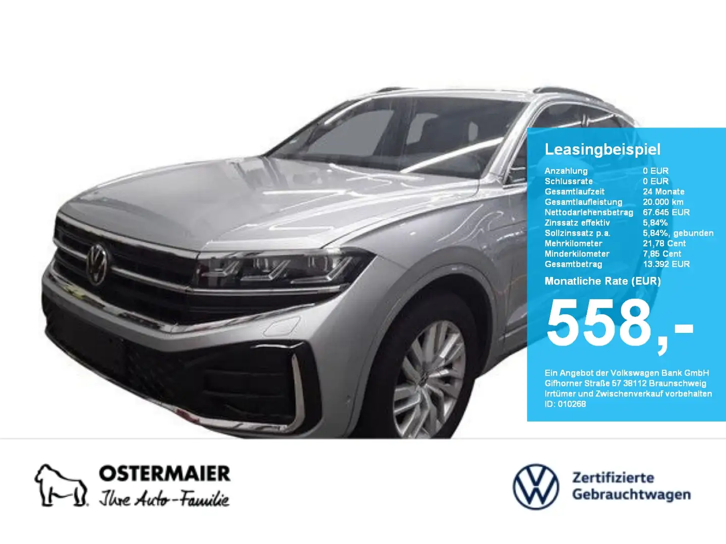 Volkswagen Touareg R-LINE 286PS NP.112T ACC.5J-G.AHK.STHZG.KAMERA.NAV Silber - 1
