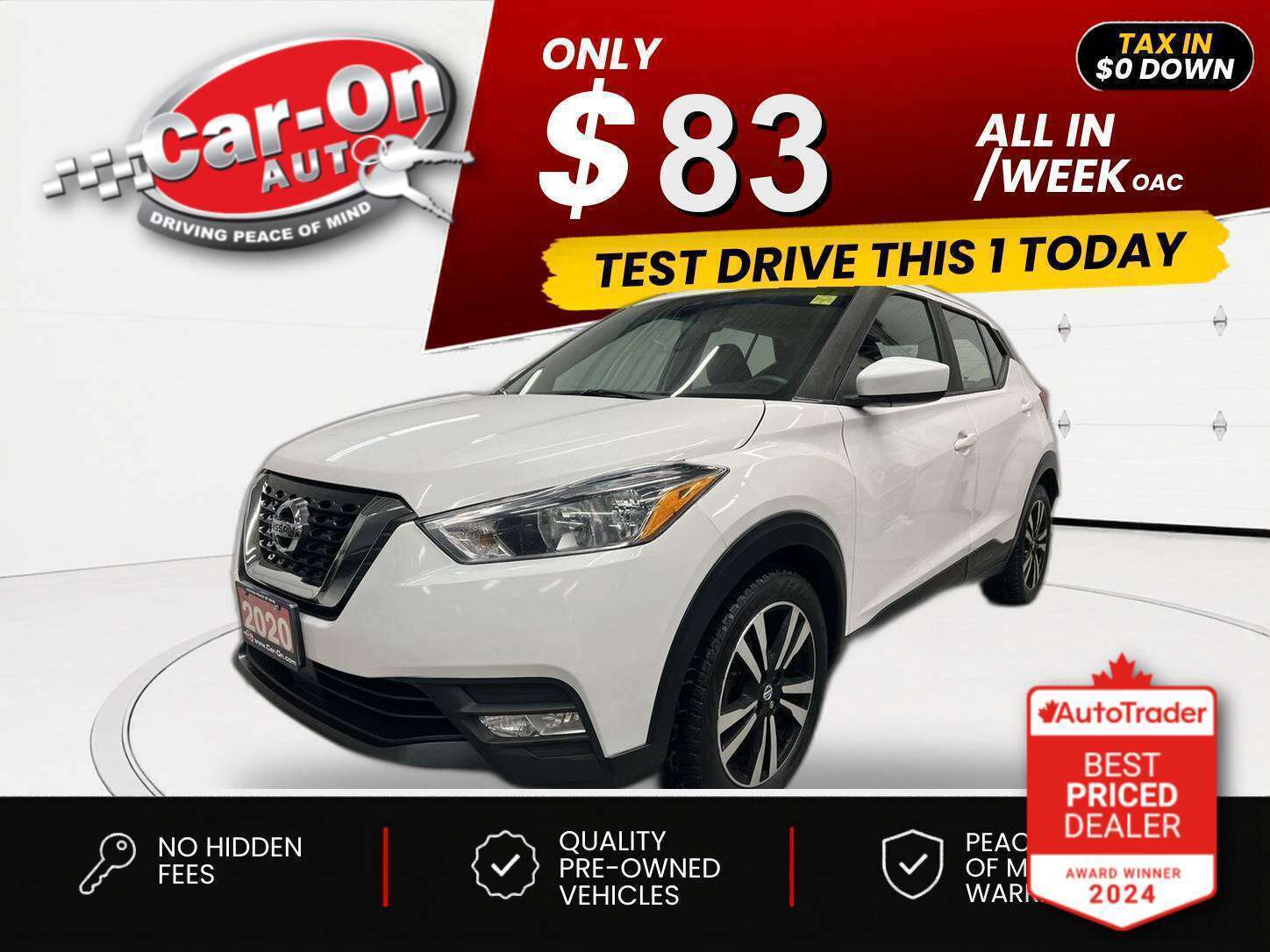 White 2020 Nissan Kicks SV FWD SUV / Crossover Front-Wheel Drive Automatic