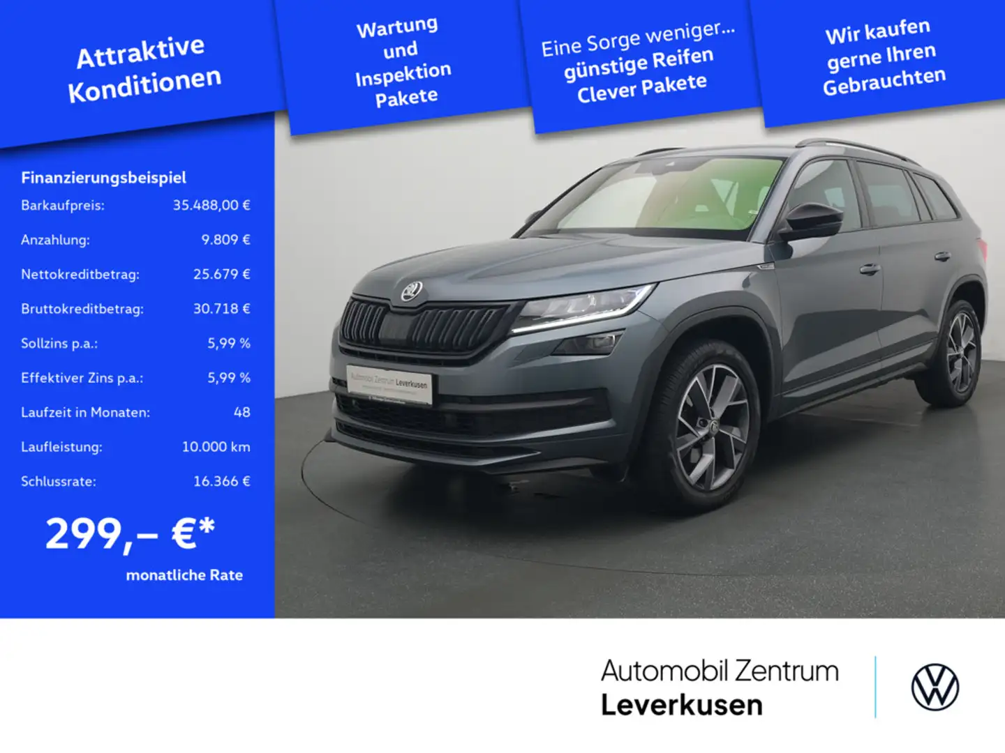 Skoda Kodiaq 1.5 Sportline KAMERA NAVI AHK ACC LED Grau - 1