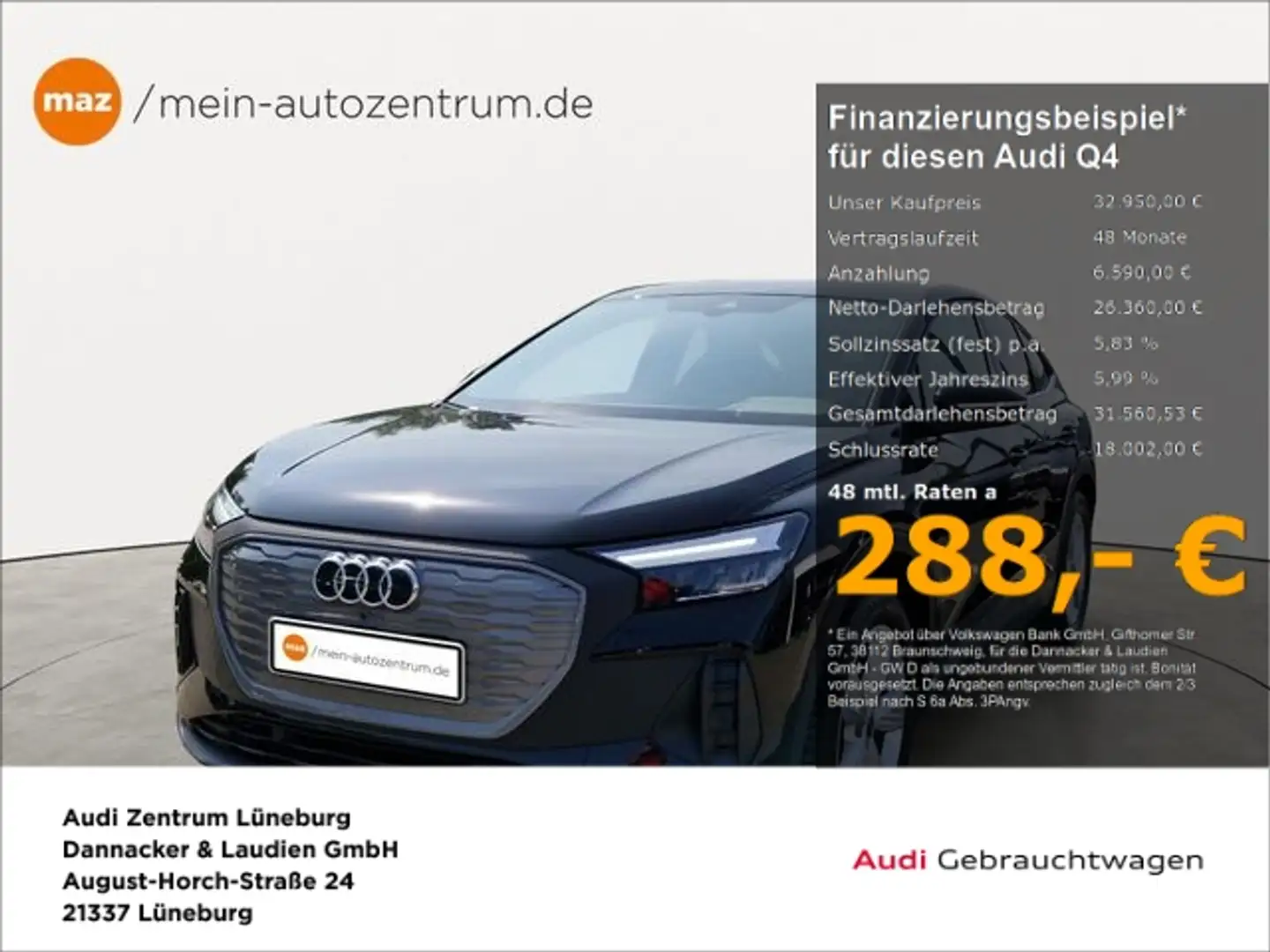 Audi Q4 e-tron Sportback 40 Alu LED Pano Navi ACC Kam Schwarz - 1