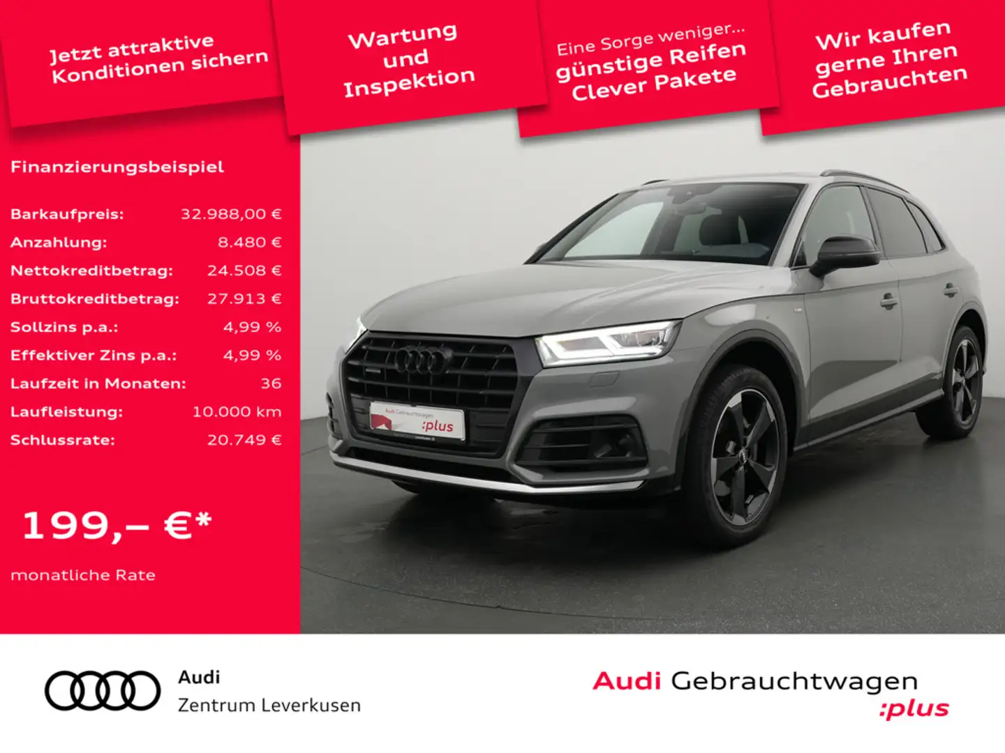 Audi Q5 quattro S line PANO MATRIX LEDER AHK ACC B Grau - 1