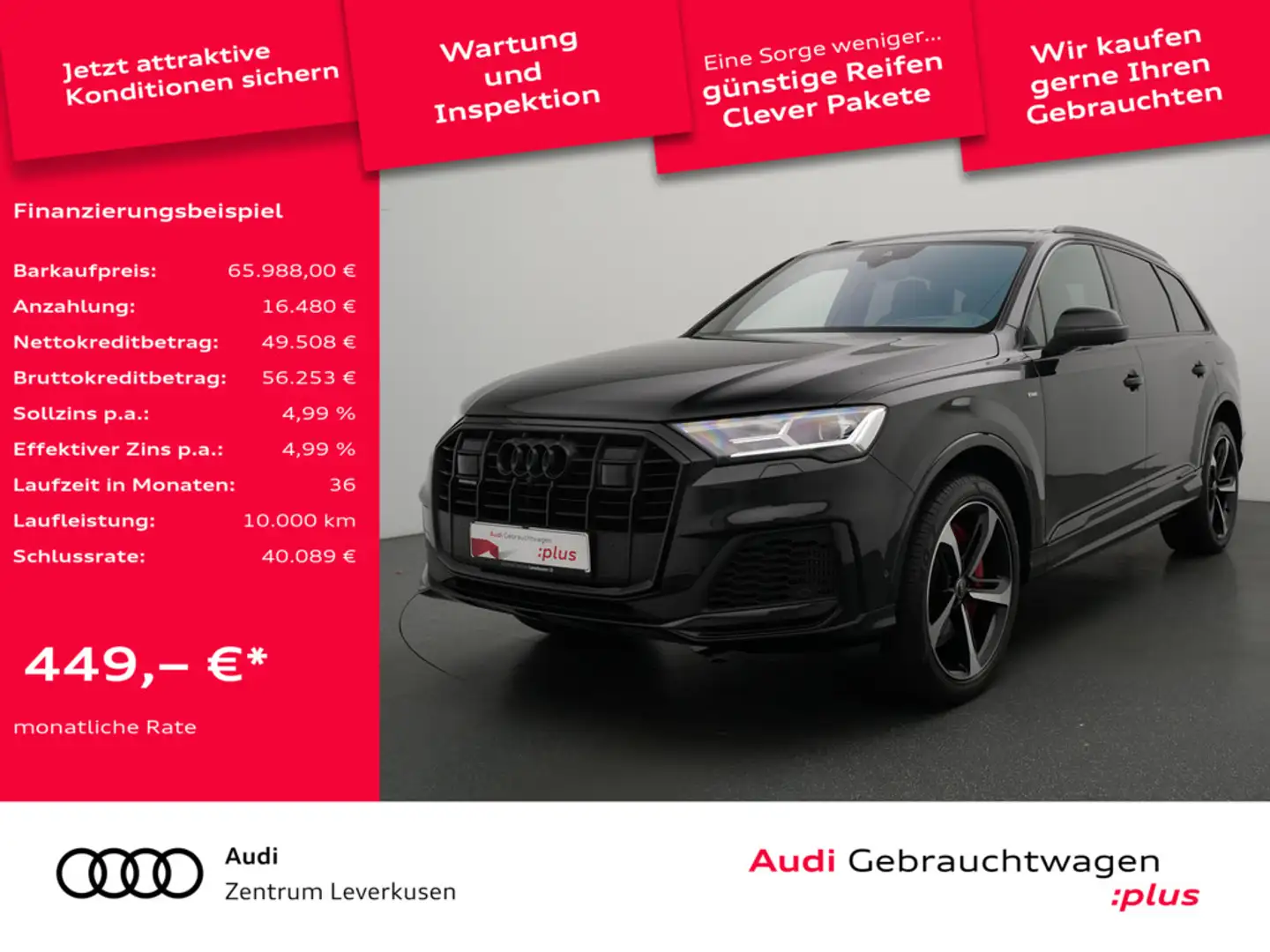 Audi Q7 S line CARPLAY MASSAGE LEDER SITZBELÜFTUNG Schwarz - 1