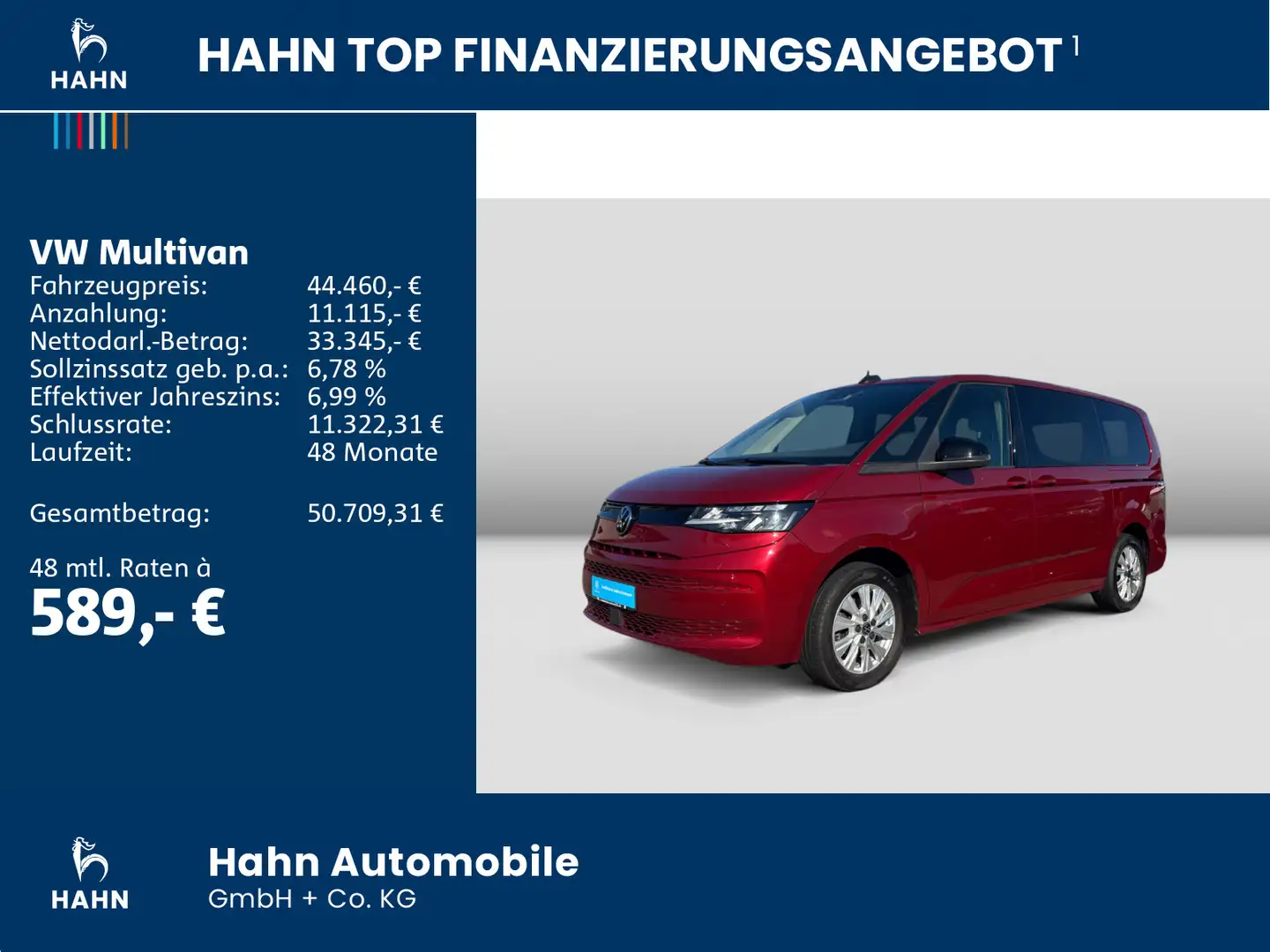 Volkswagen T7 Multivan LÜ 2,0TDI 110kW DSG VIS KAMERA APP Rot - 2