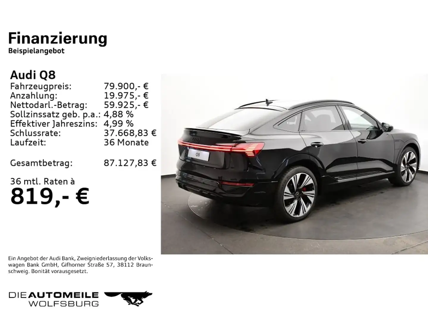 Audi Q8 Sportback 55 e-tron quattro S line Schwarz - 2