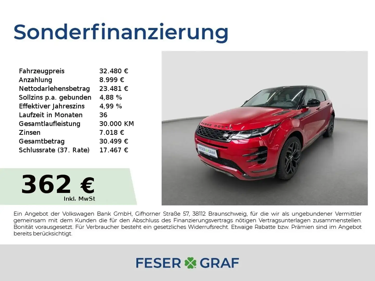 Land Rover Range Rover Evoque P300 R-Dyn AWD 221 KW Matrix Rouge - 1