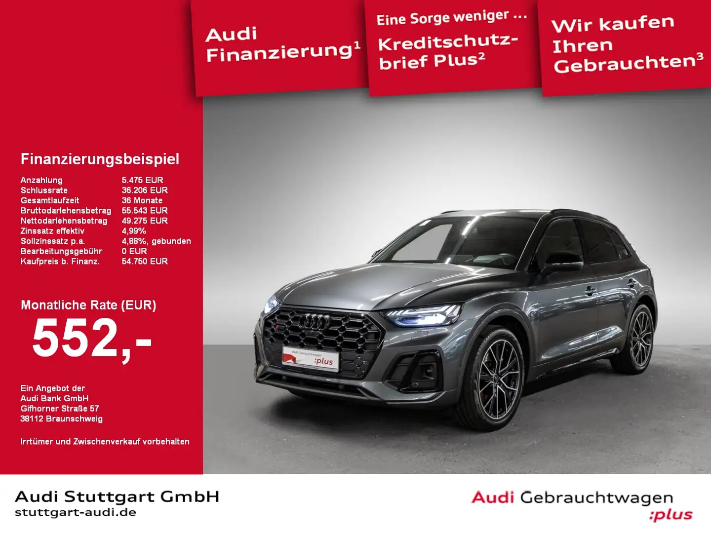Audi SQ5 3.0 TDI qu Matrix HeadUp Sitzbelüftung B&O Grau - 1