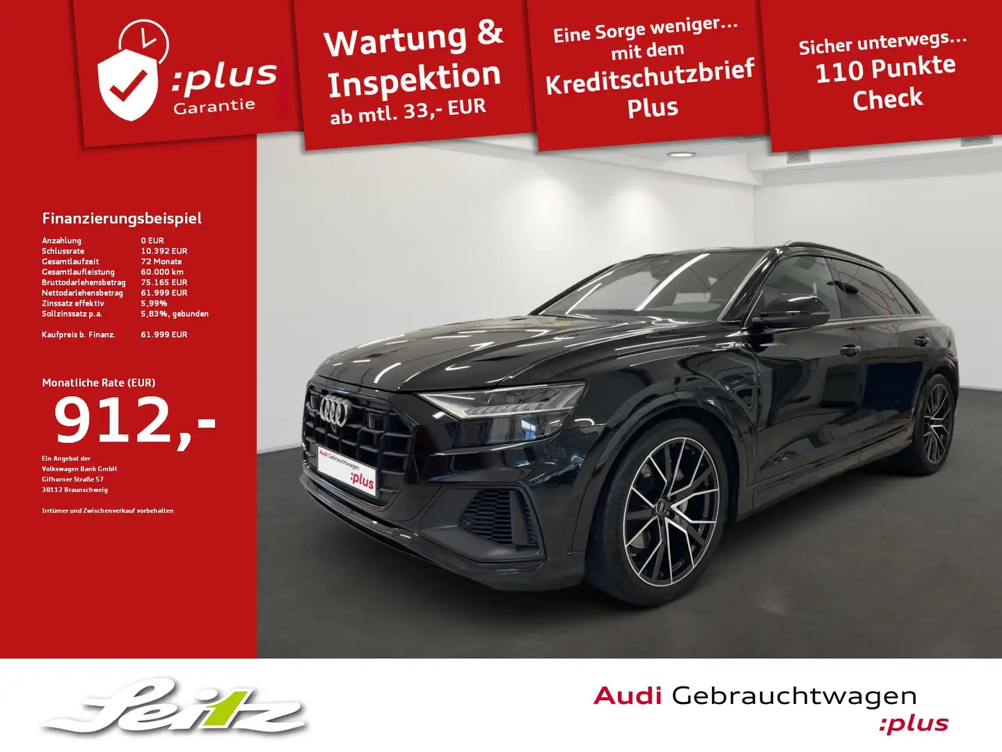Audi Q8 55 TFSI quattro *AHK*MATRIX*B&O*PANO* Zwart - 1