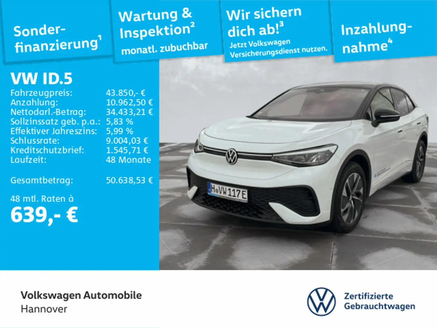 Volkswagen ID.5 Pro GOAL AHK Keyless Rückfahrkamera Weiß - 1