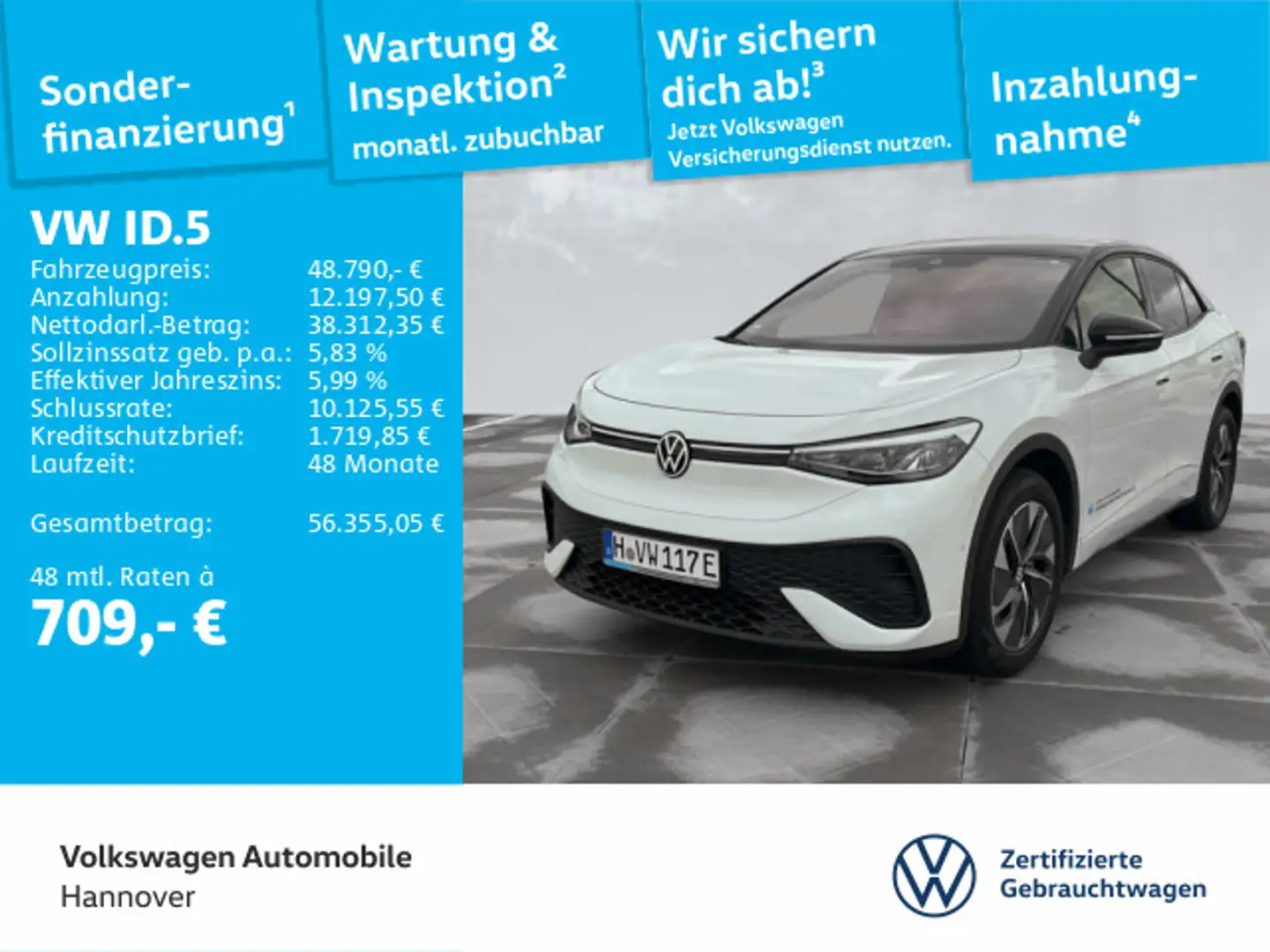 Volkswagen ID.5 Pro GOAL AHK Keyless Rückfahrkamera Blanc - 1