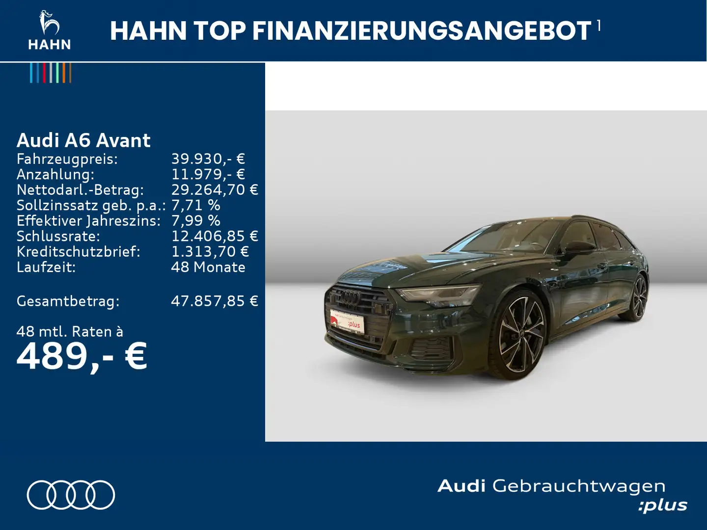 Audi A6 50TFSIe quattro S-trc S-line Memory ACC Grün - 2