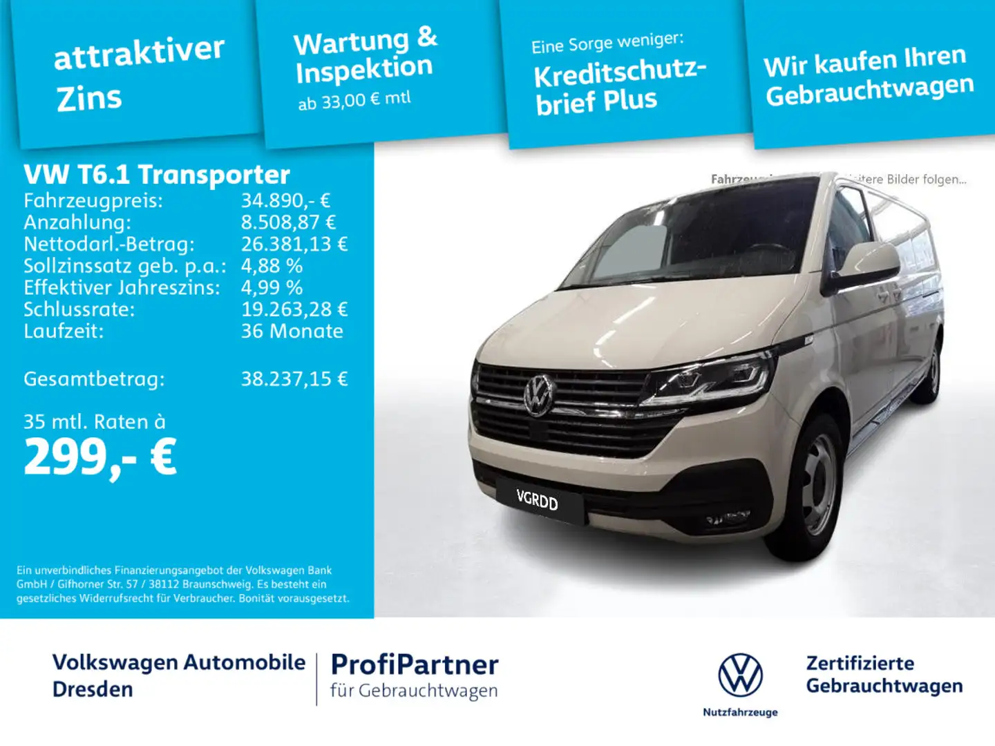 Volkswagen T6.1 Kasten LR DSG KLIMA LED ACC APP SHZ PDC Gris - 1