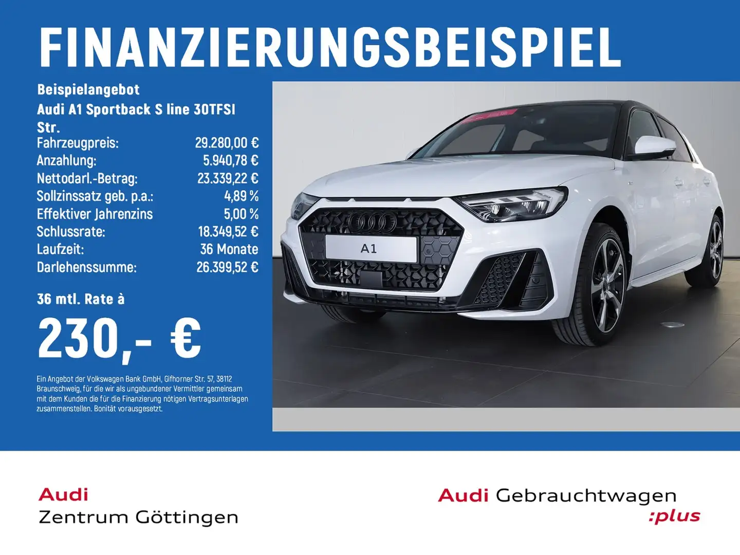 Audi A1 Sportback S line 30TFSI Str. LED+INFOTAINMENT Weiß - 2
