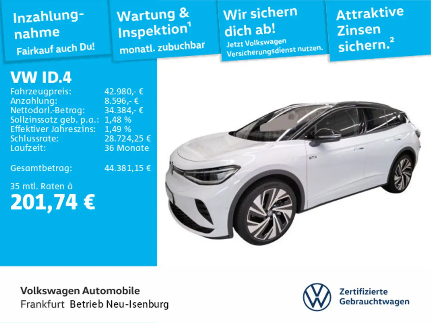 Volkswagen ID.4 GTX 4Motion Navi IQ.Light RearView SideAssi Weiß - 1