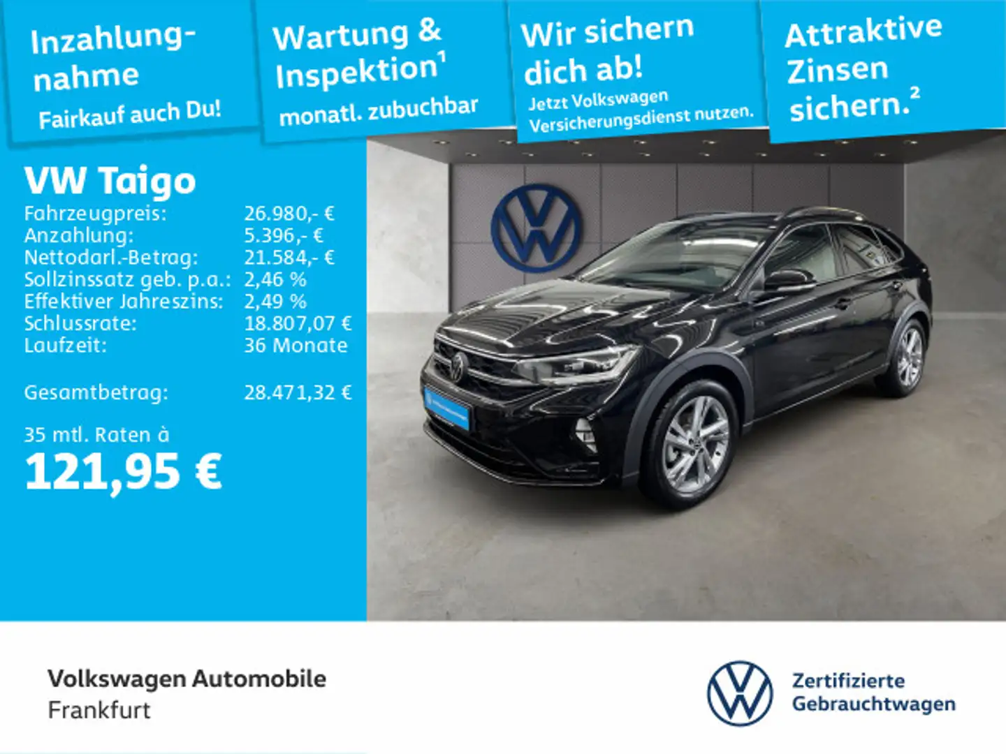 Volkswagen Taigo 1.0 TSI R-Line Navi AHK IQ.LIGHT - LED-Mat Schwarz - 1