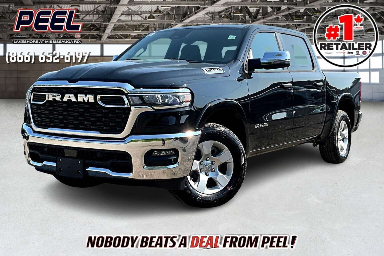 Black 2025 RAM 1500 Pickup Truck Four-Wheel Drive 8-Speed Automatic