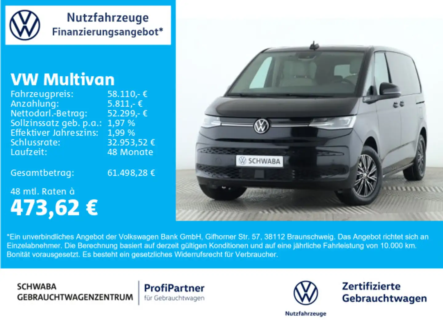 Volkswagen T7 Multivan GOAL 2.0TSI StdHz*PANO*IQ.LIGHT*AHK*17" Negru - 1