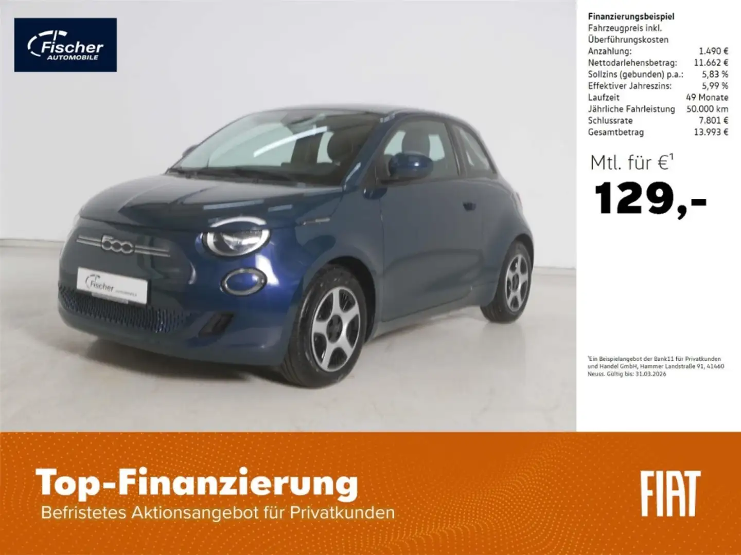 Fiat 500e Elektro Action 23,8 Kwh Keyless/DAB+/Link Grün - 1