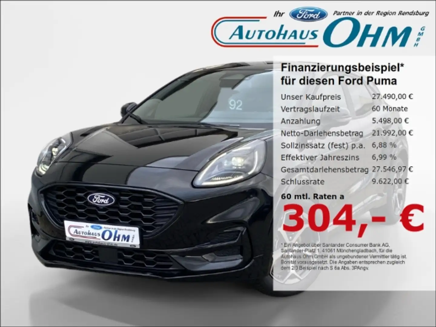 Ford Puma ST-Line 1.0 EcoBoost Mild Hybrid - RFK - Navi - Schwarz - 1
