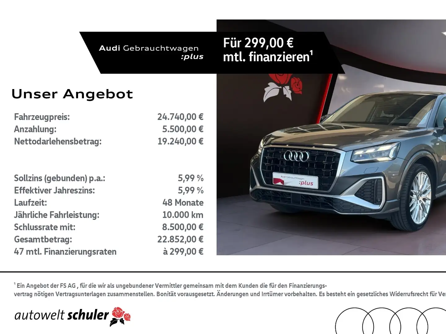 Audi Q2 30 1.0 TFSI S-line AHK Navi RFK Matrix-LED ACC PD Grau - 1