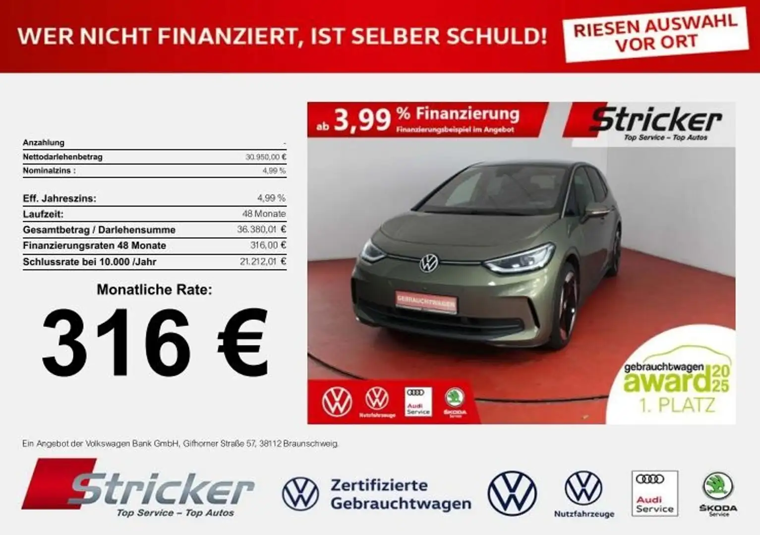Volkswagen ID.3 Pro S 150/77 316,-ohne Anzahlung IQ.Light Travel Grün - 1