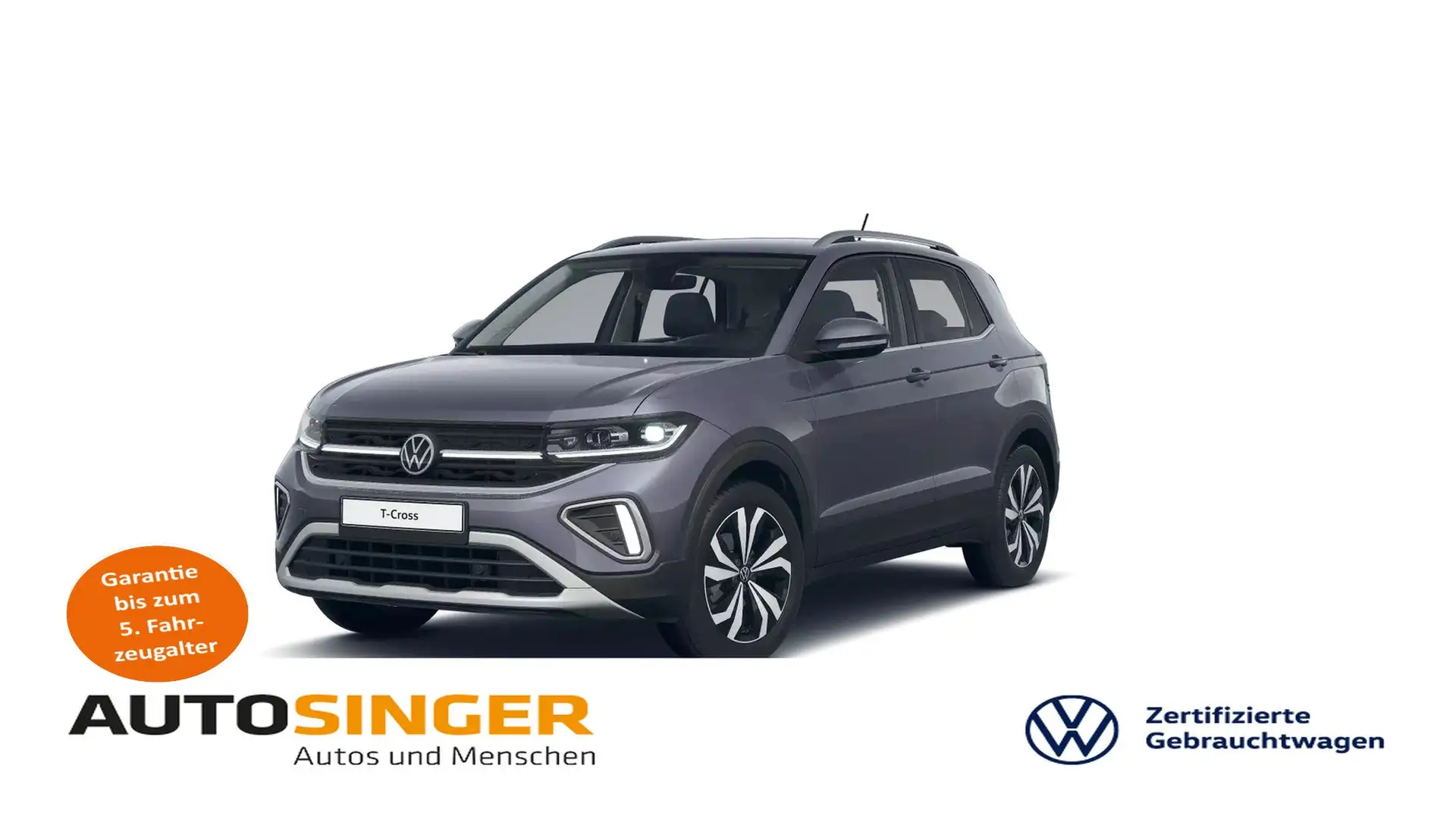 Volkswagen T-Cross Style 1.0 TSI *AHK*ACC*IQ-L*NAVI*SHZ*17* Серый - 1