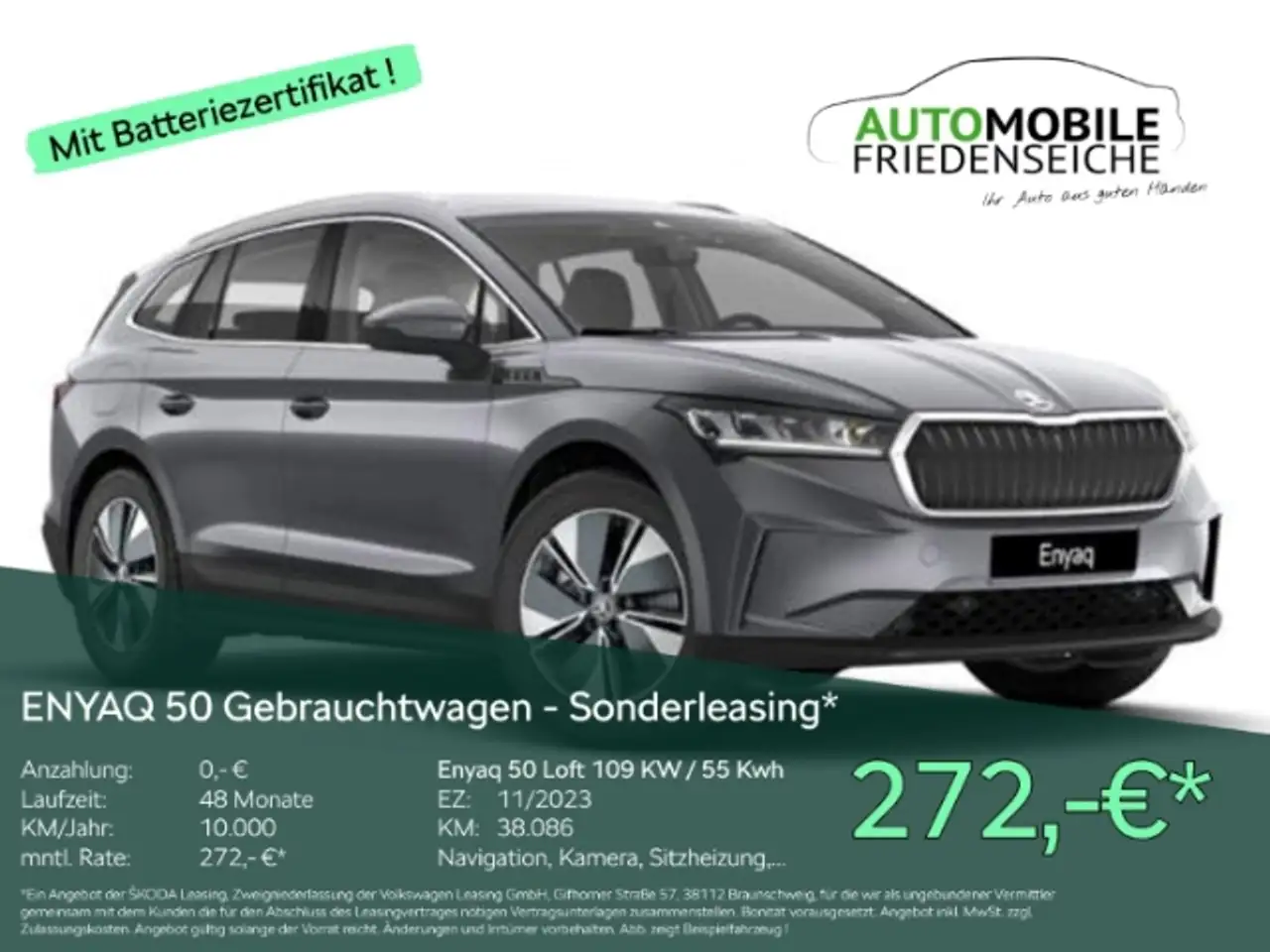 Skoda Enyaq 50 Loft 109 KW Navi Kamera PDC Sitzh. — миниатюра 1