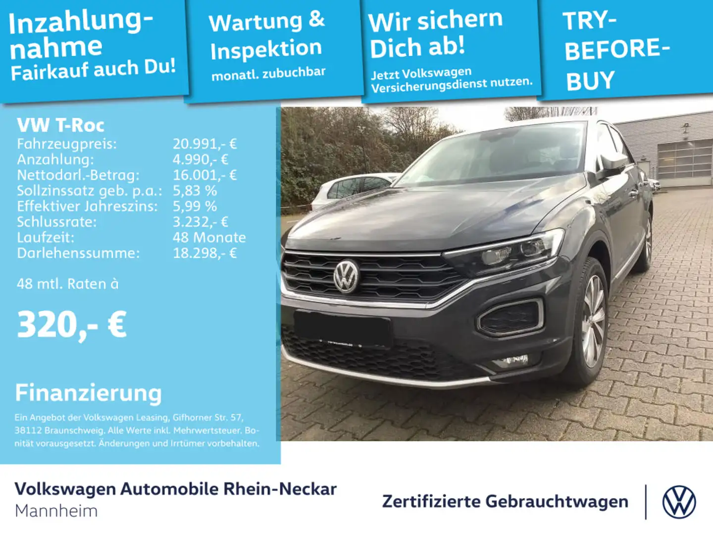 Volkswagen T-Roc 1.5 TSI Style DSG LED Navi uvm Grau - 1