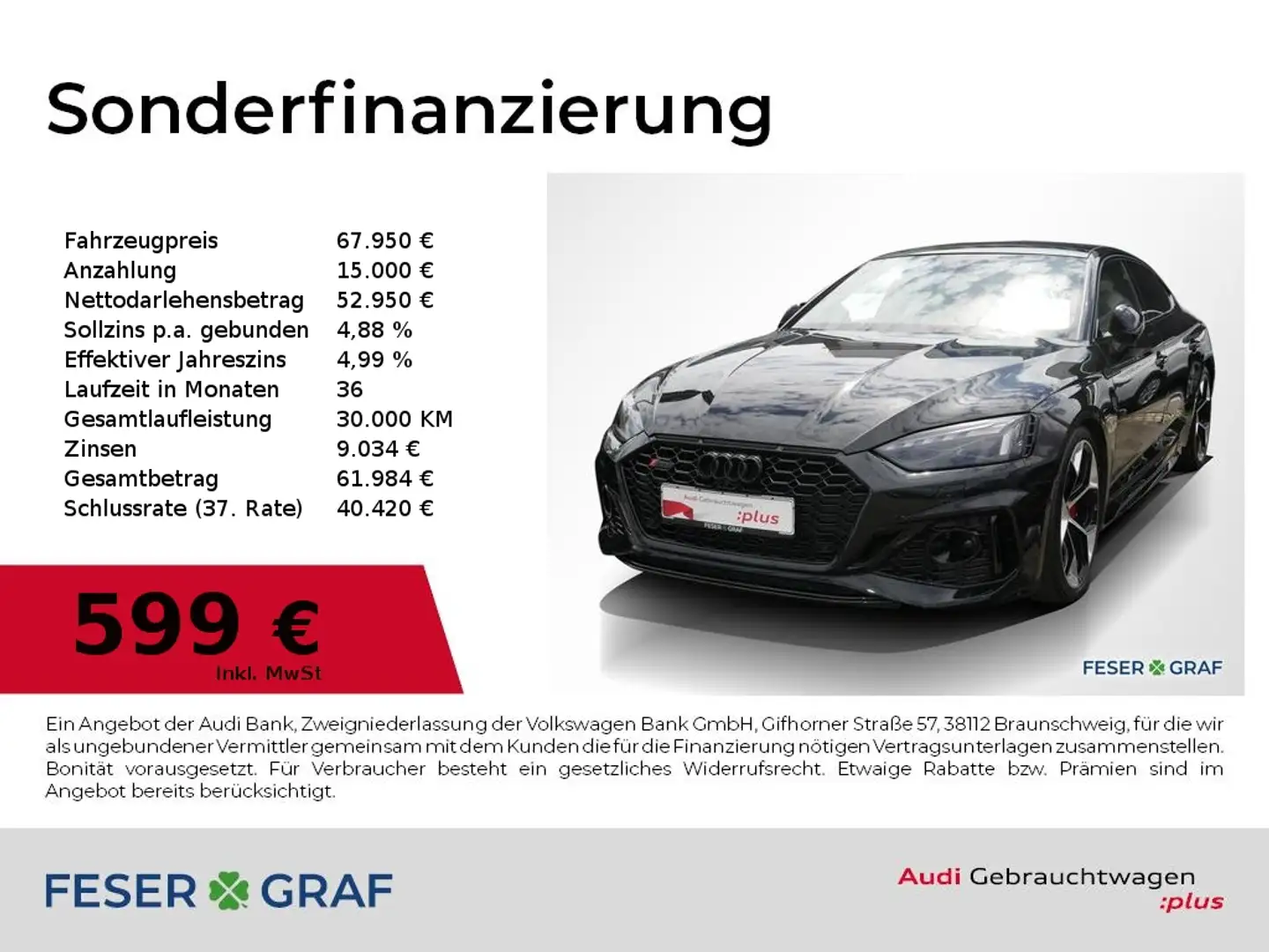 Audi RS5 Sportback Pano,Navi,Matrix,RS-Sportabgas Zwart - 1